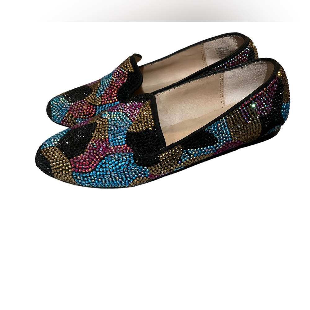 EUC Steve Madden Conncord Rainbow Rhinestone Sparkle Flats